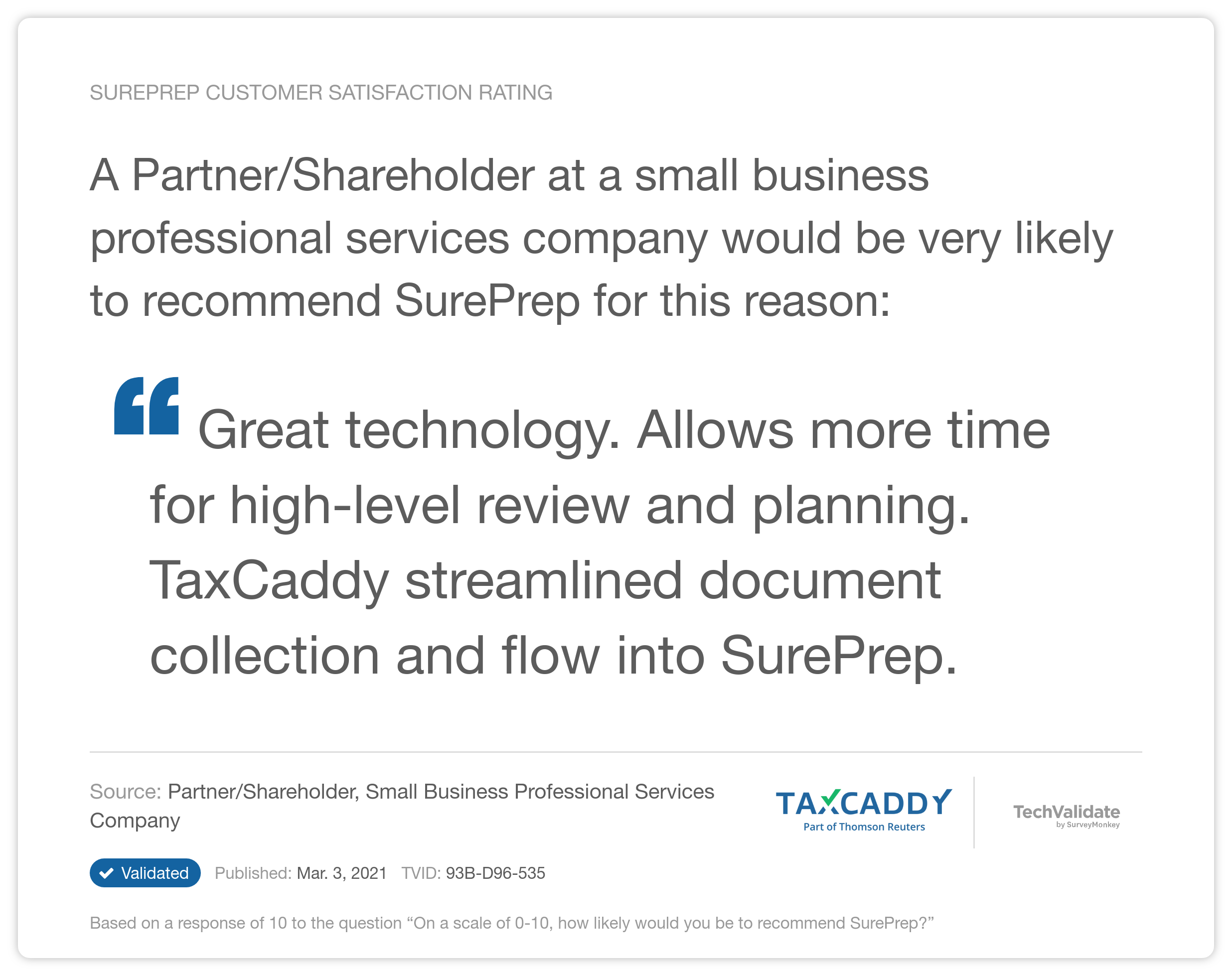 TaxCaddy TechValidate Tax Professional Quote 2