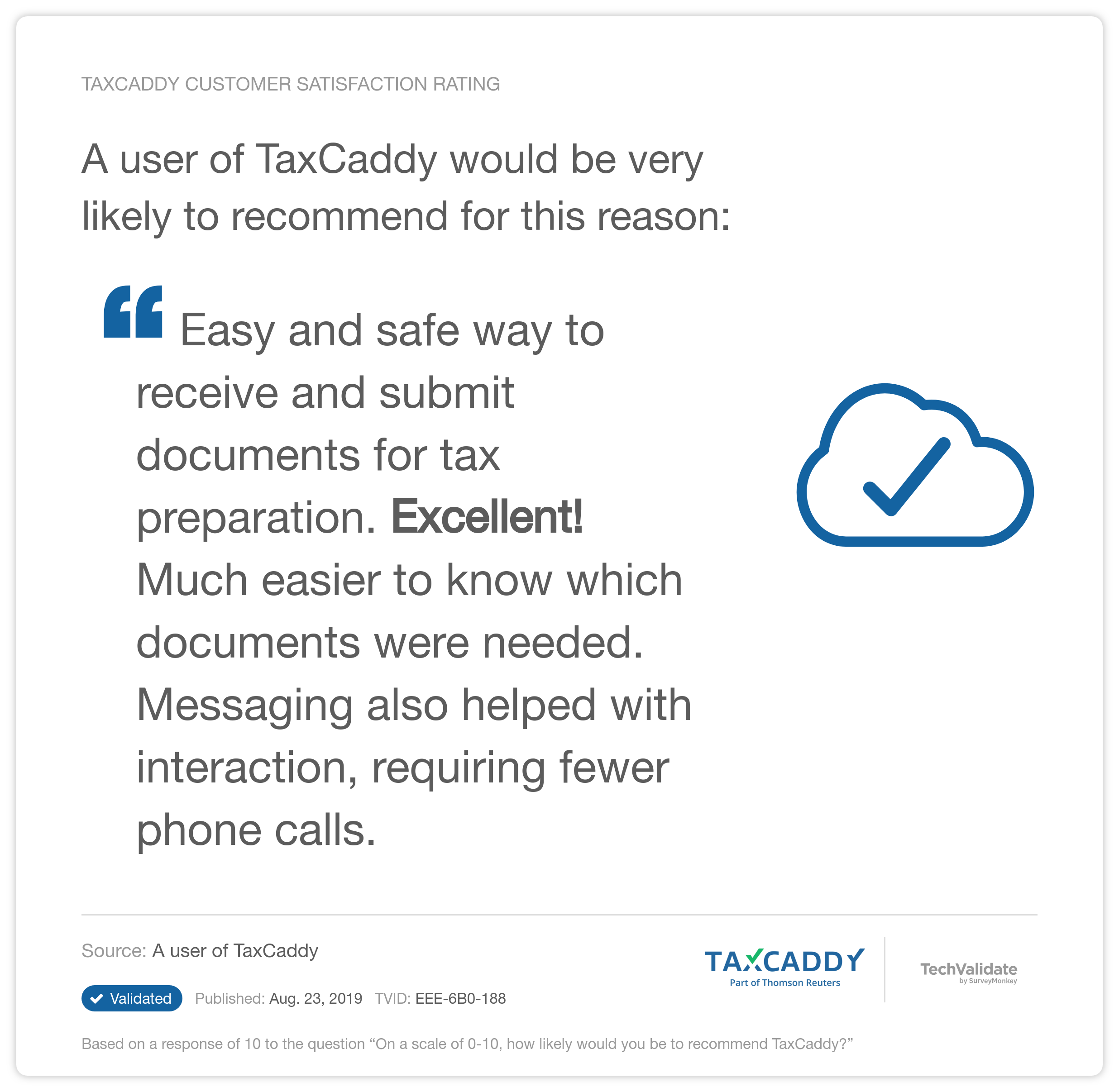 TaxCaddy TechValidate Taxpayer Quote