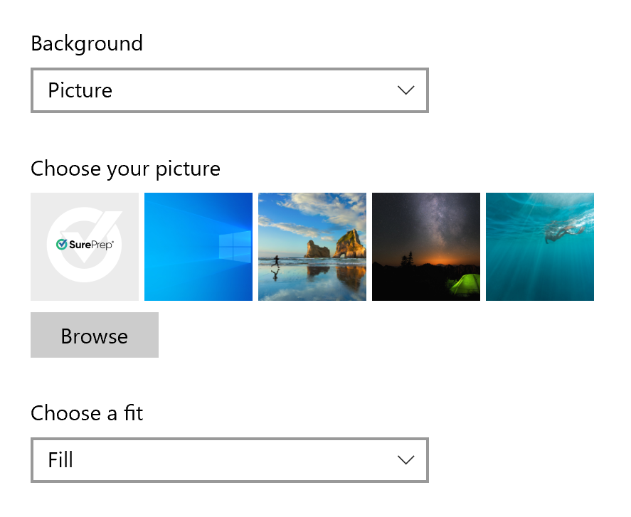 Setting your background in Windows