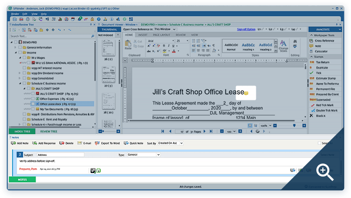 Screenshot from SPbinder user interface