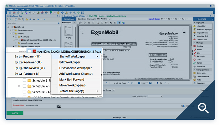 SPbinder Sign-Off in Index Tree